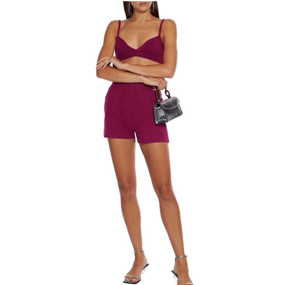 NWT Helmut Lang Burgundy Cotton Blend Designer Shorts XS $213‎